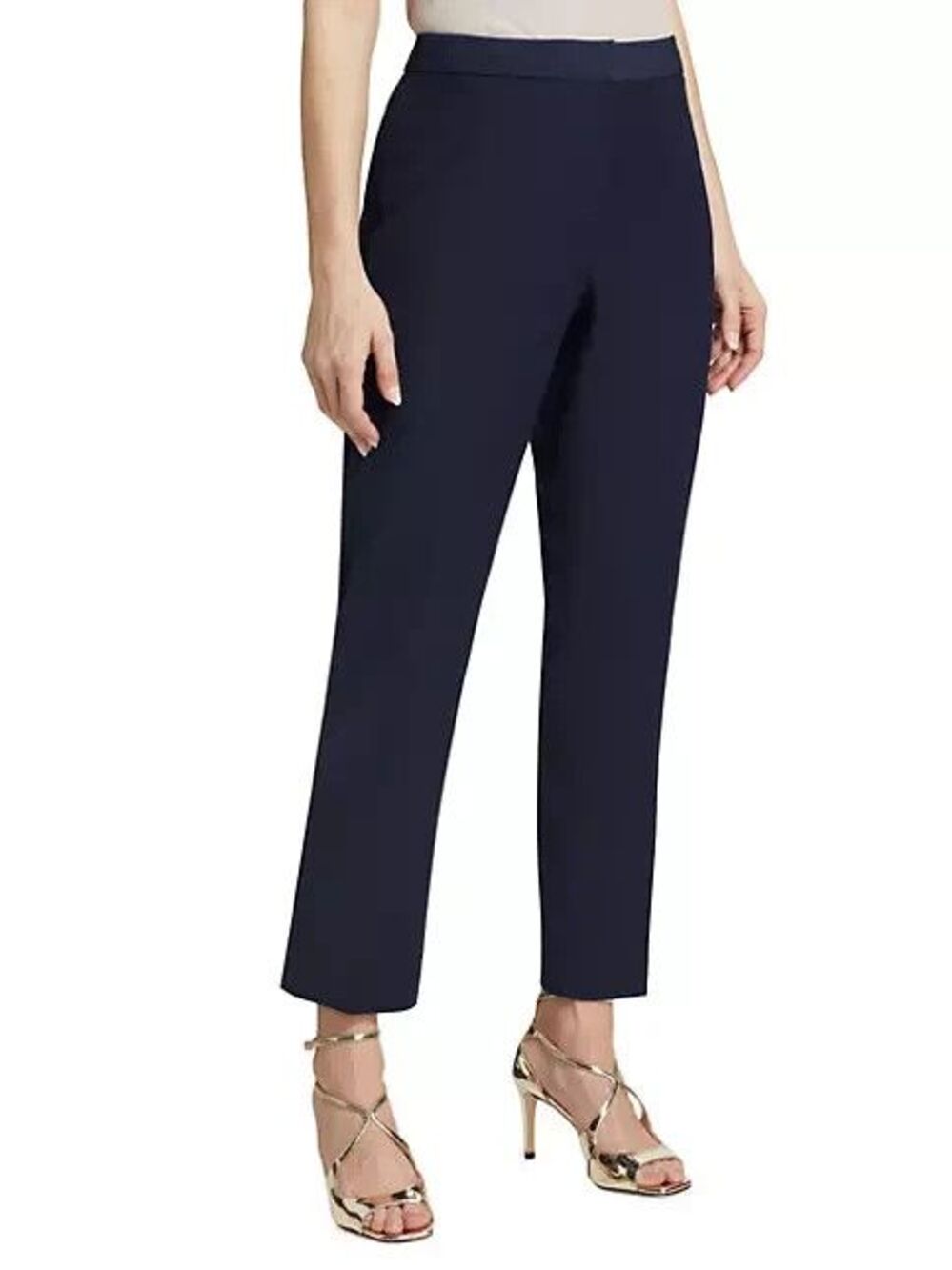 Elie Tahari women Amara Navy Crepe Slim Leg Dress Pants size 8 x 27" inseam $295